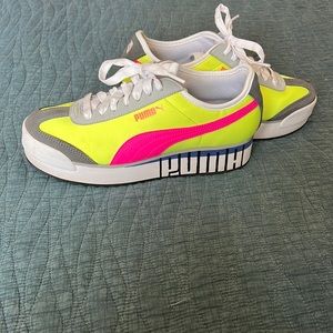 PUMA Bright Neon Shoes | Size 9 | Yellow Pink Blue Gray